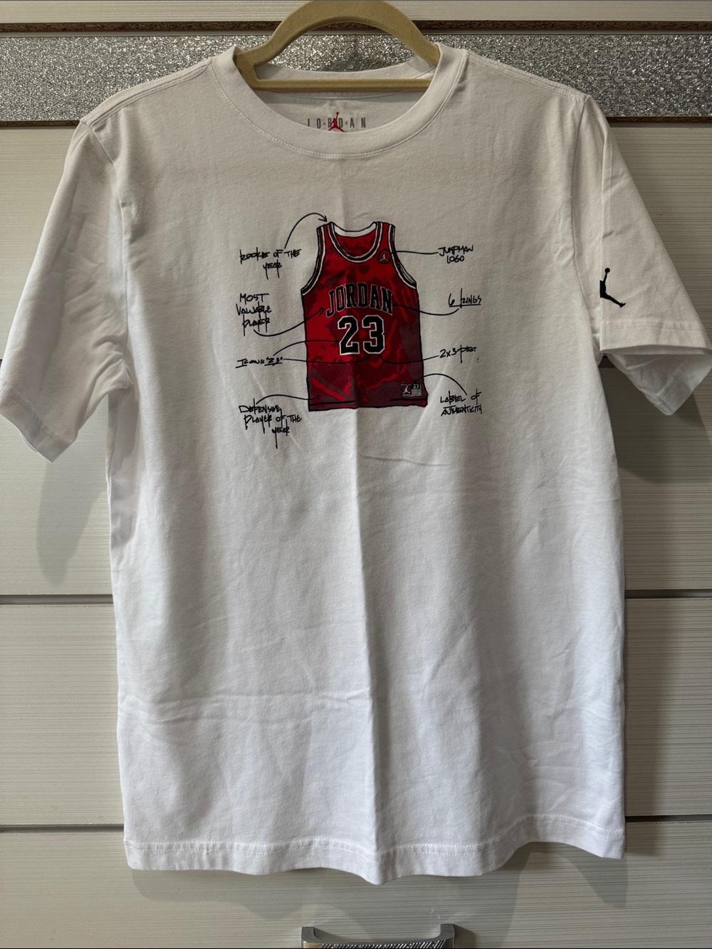 Jordan White Tee with Red Jersey Graphic